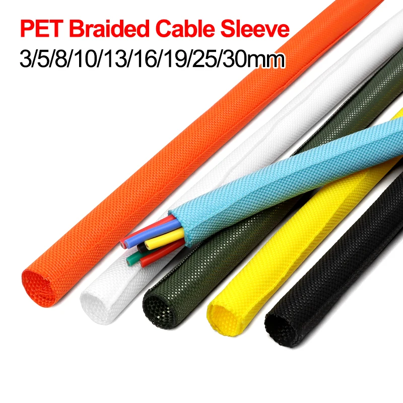 3m pcs Self Closed PET Braid Cable Sleeve 3 5 8 10 13 16 19 25 30mm Auto Line Management Flexible Split Tube Wire Wrap Protect