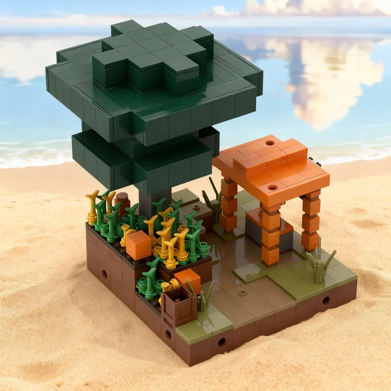 

533 детали MOC «Саванна: Деревня», часть B, «Свидание», конструктор «Мой мир», архитектурные блоки, рождественский подарок, развивающие игрушки, кирпичики