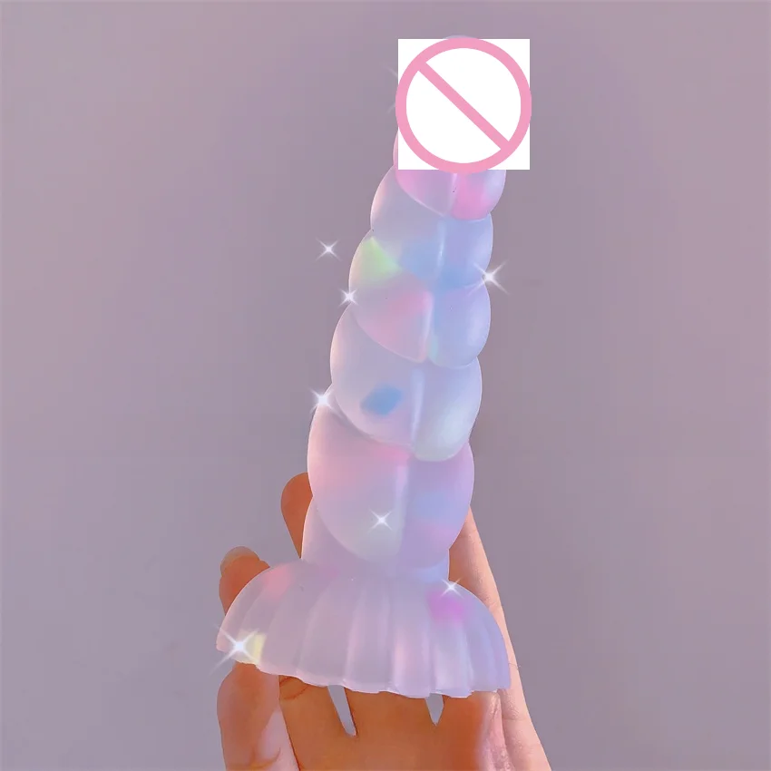 Jelly Glow-in-the-dark Dildo Anal Plug Silicone Buttplug Anus Dilator Sex Toy Cute Soft Dildo Spiral Shape Fluorescent Anal Toys