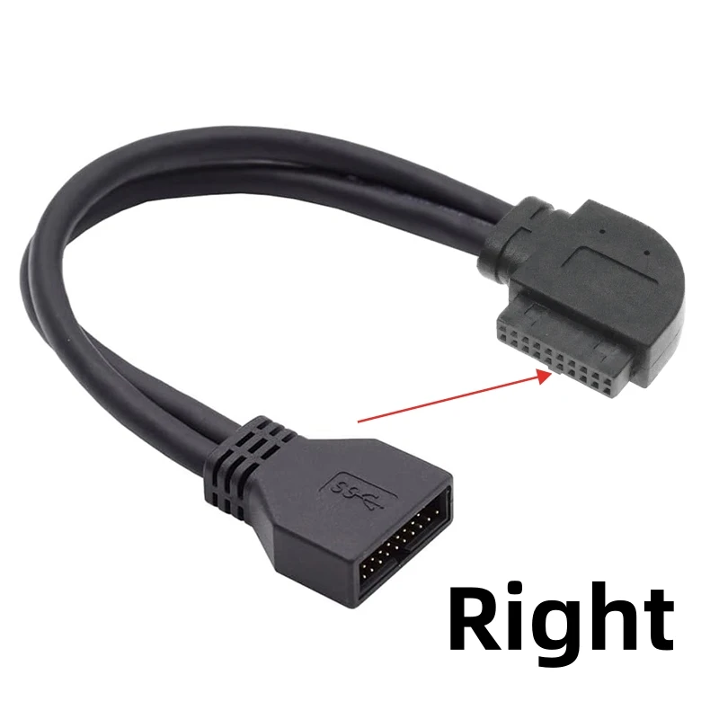 Motherboard Front Panel USB3.0 20Pin/19Pin Male to Female Extension Cord 90 Degree High-Speed Data Cable for Desktop PC Case