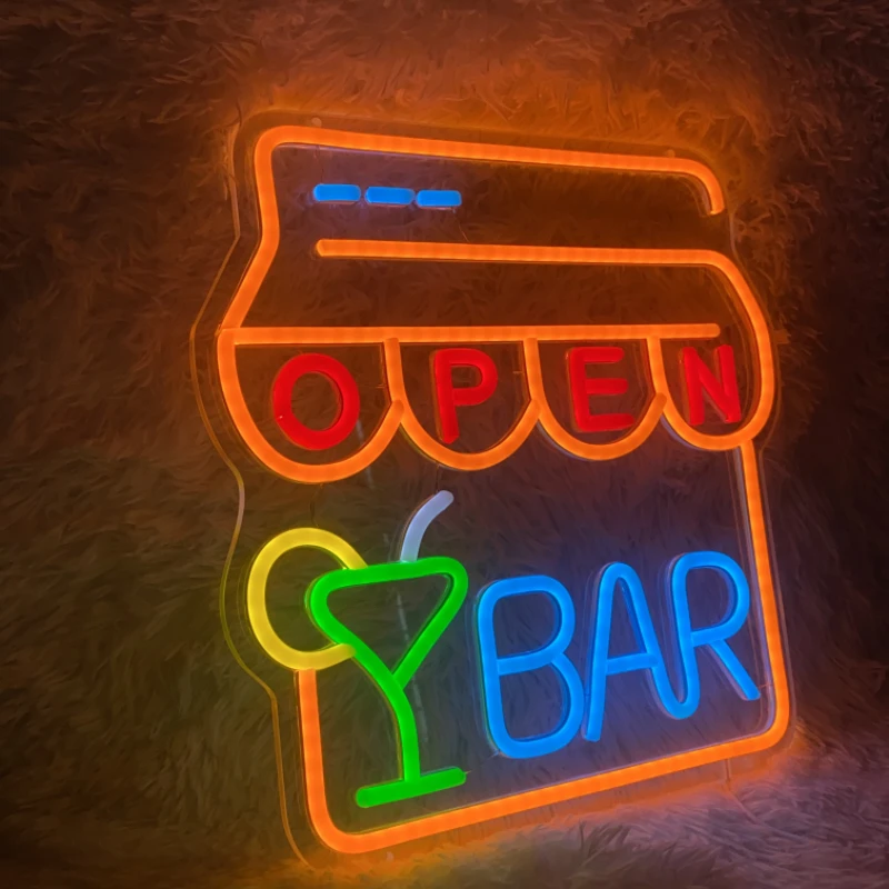 Imagem -04 - Comercial Open Led Neon Lights Brilho Ajustável Decoração de Parede Neon Personalizado Bolo Café Bar Presentes de Férias