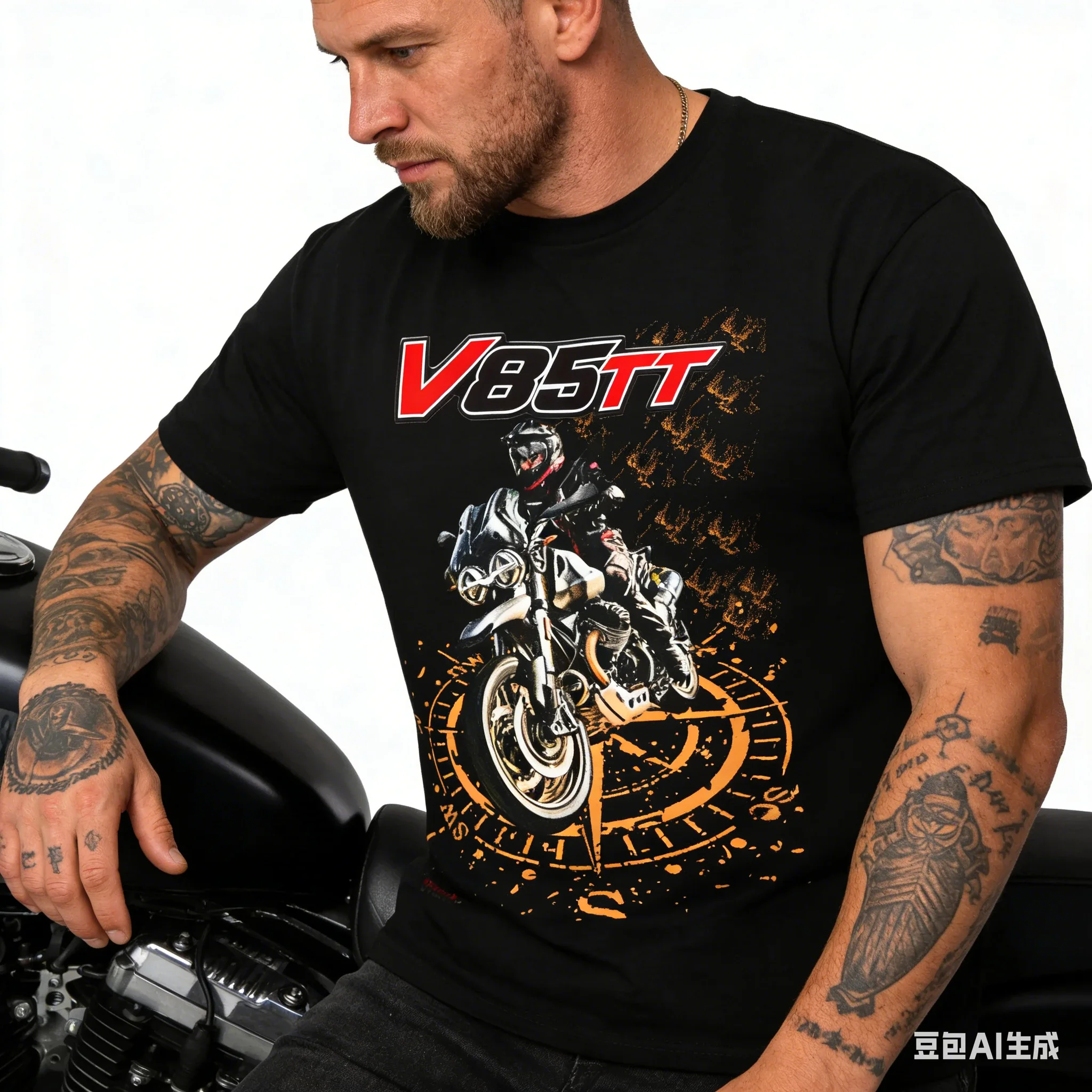 

Мужская хлопковая футболка Moto Guzzi V85TT — новинка 2026 года, свободного кроя, идеально подходит для дома, вечеринок и повседневной носки, незаменима для лета