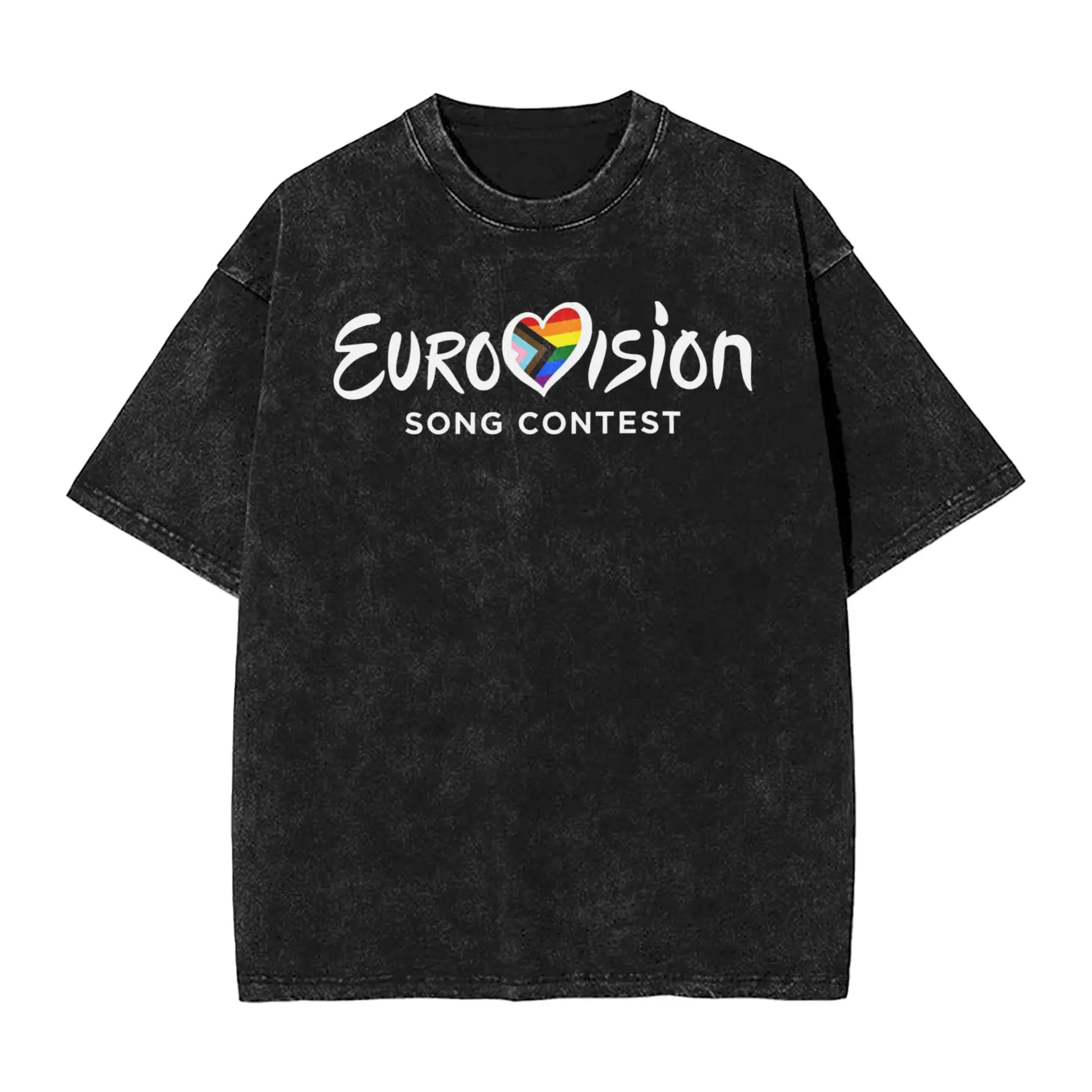 

Men Women T-Shirt E Eurovisions Song Contest 2025 Washed T-Shirts Harajuku Summer Tees Vintage Print Cotton Tops Plus Size