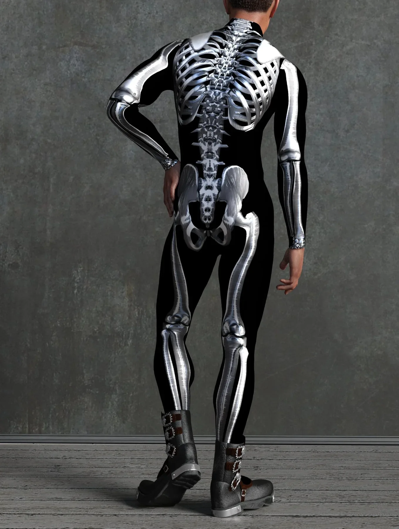 Halloween Skinny Damen Bedruckter Bunter Totenkopf Cosplay Jumpsuit Cyberpunk Zentai Anzug Karnevalsparty Aerial Performance Bodysuits – Detail 32
