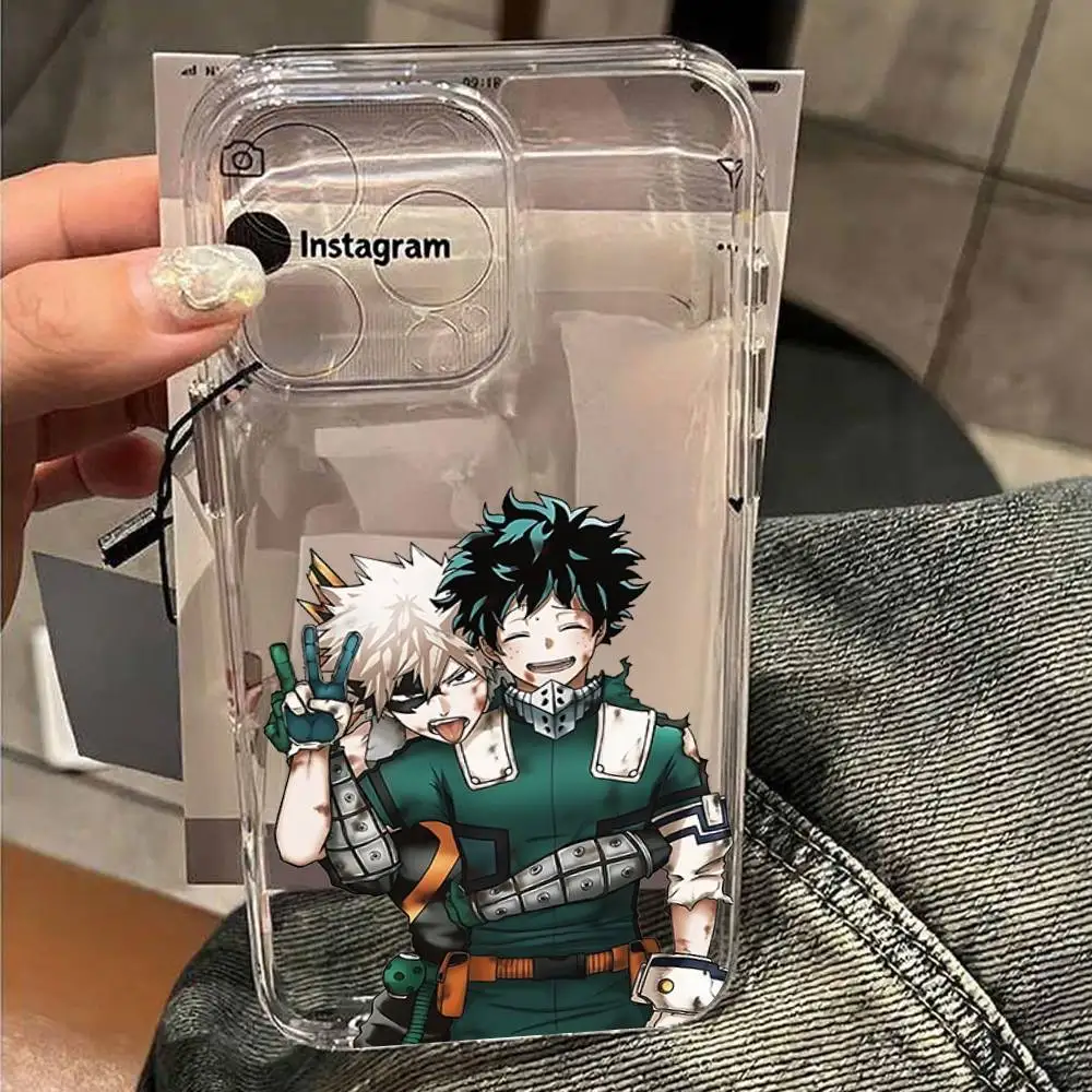 Amine M-My Hero Academia جراب هاتف آيفون 17 16 15 11 13 14 Pro Max 7 8 Plus X Xr Xs Max Se2020 12 غطاء شفاف صغير
