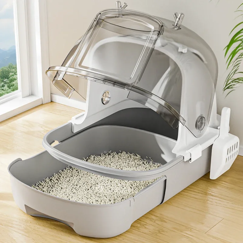 Cat Litter Box, Oversized Fully Enclosed Drawer Type Flip-top Cat Toilet, Odor-proof and Splash-proof Caixa Areia Gato Fechada