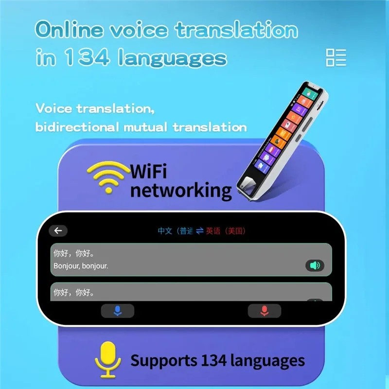 B03B-Scanner Translation Pen Offline Smart Language Voice Translator Machine 134 Languages Intelligent Translator Pen Durable Bl
