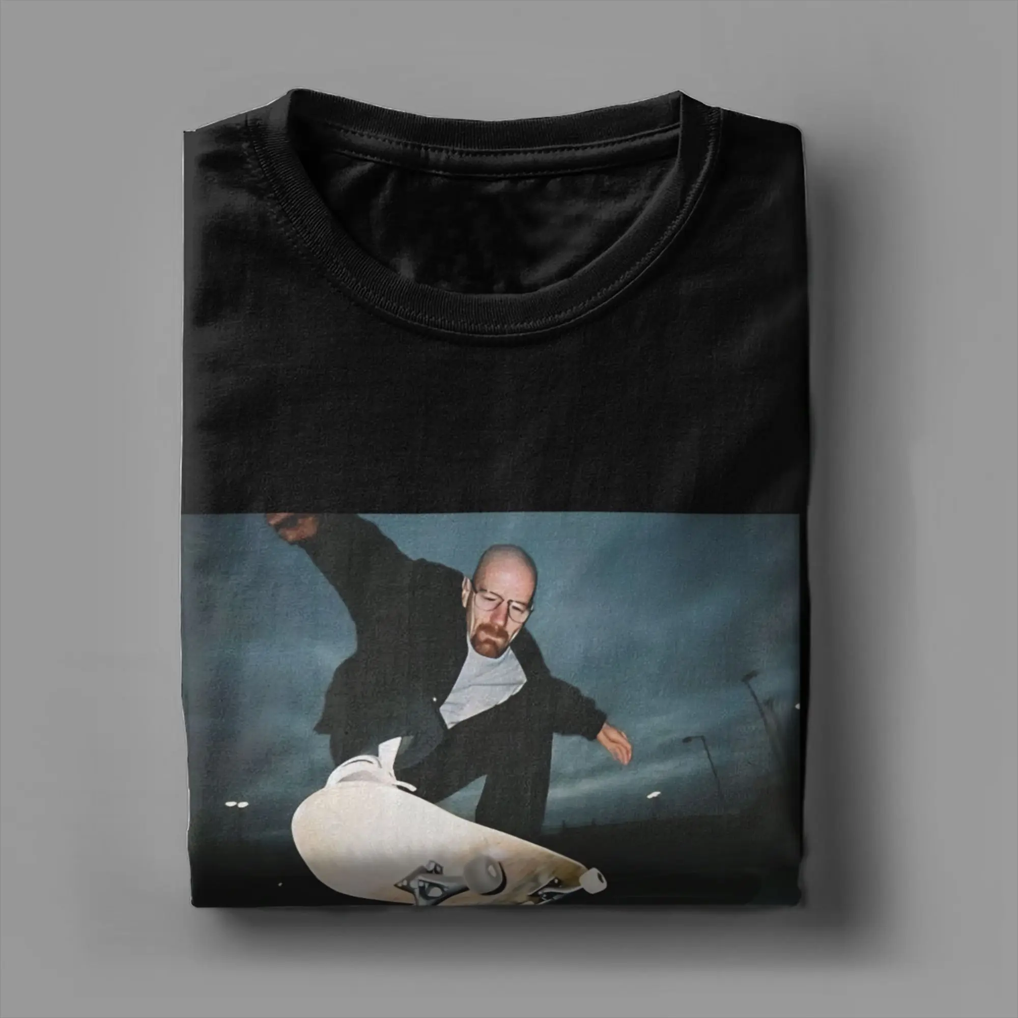 Walter White Skateboarding   100 Cotton T Shirt For Men's Beach Breakings Bad Y2K Casual T-Shirts Tees Oversized Pattern Tops