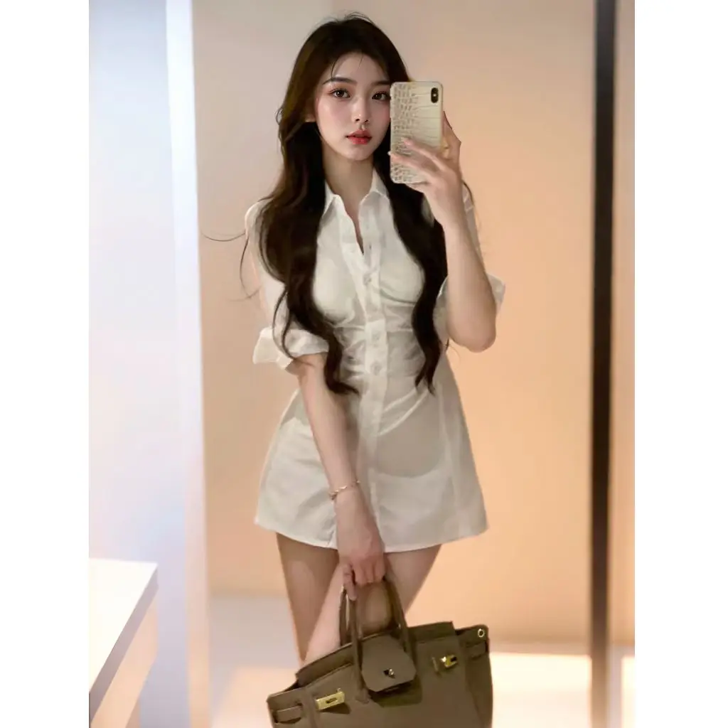 ชุดเดรสสไตล์เกาหลี Pure Desire - Korean Style A Line Shirt Dress บทวิจารณ์และราคา