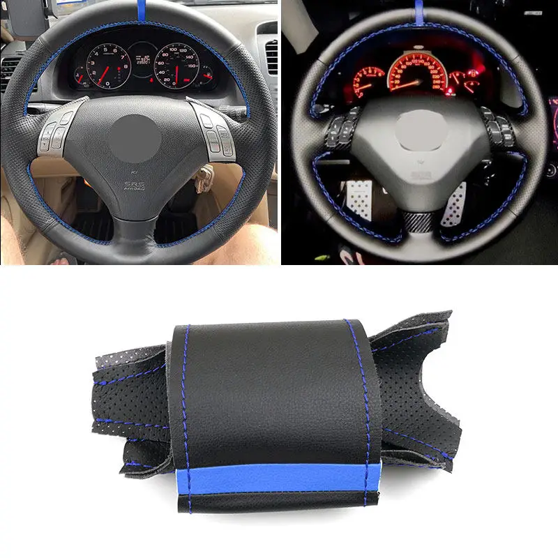 Car Steering Wheel Cover Perforated Leather blue line bar For Honda Accord Coupe 7 Accord Euro Acura TSX 2003 2004-2008 3-Spoke