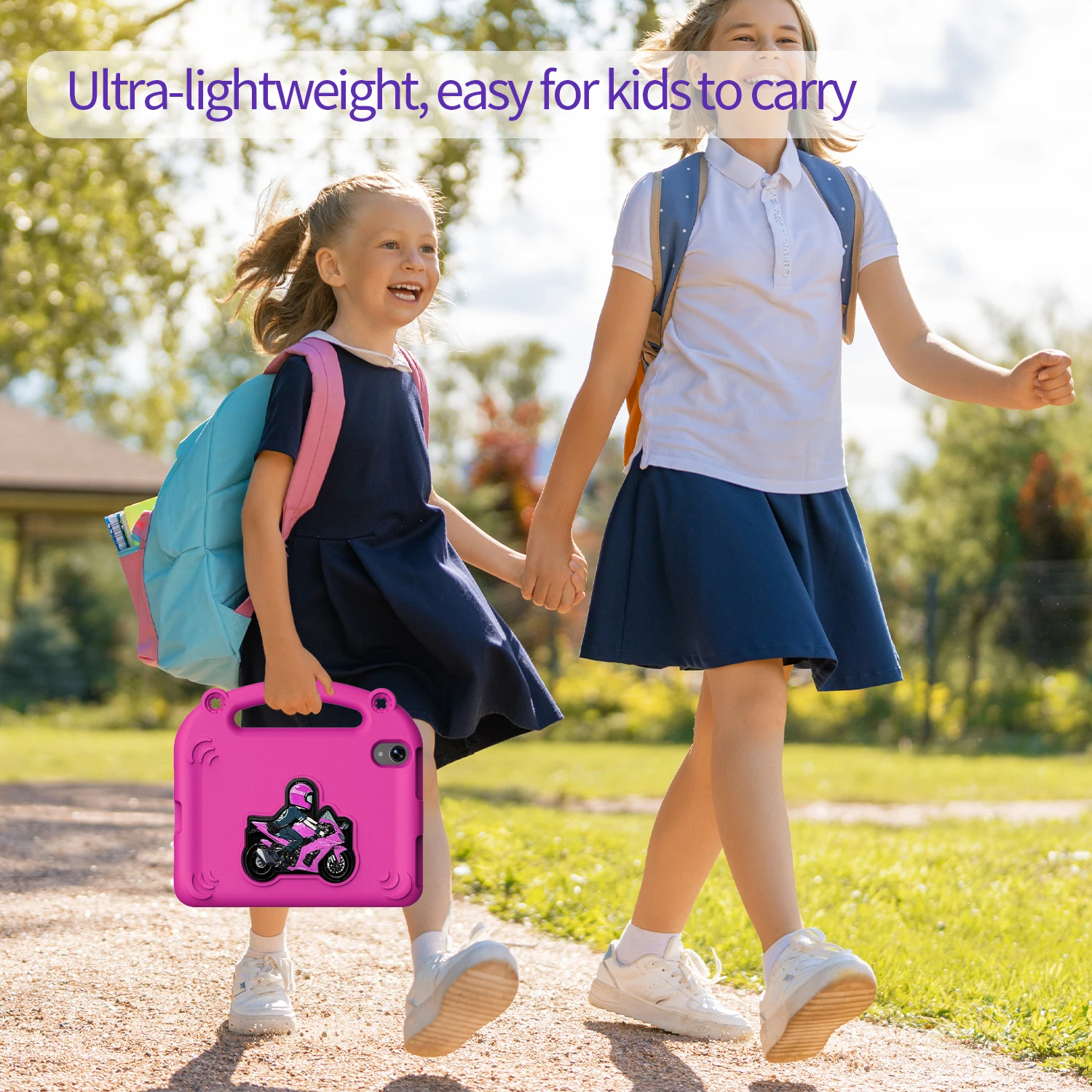 حافظة حماية للكمبيوتر اللوحي بحامل الدراجة النارية باللون الأحمر الوردي لجهاز iPad Pro 11 13 M4 iPad Air 11 13 M3 iPad11A16 2025 2024 mini7 iPad9/8/7th