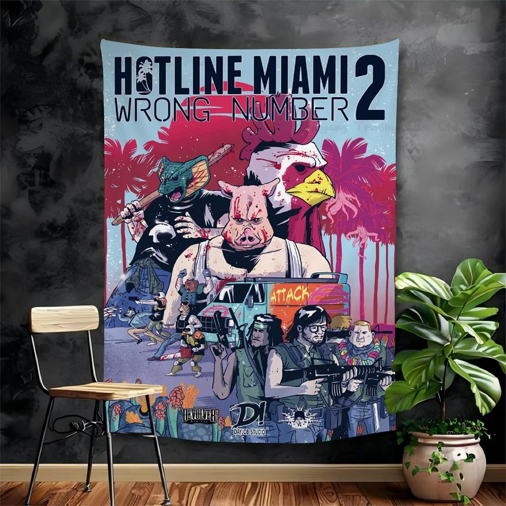 

Hotline Miami Printed Large Wall Tapestry Hanging Tarot Hippie Wall Rugs Dorm Home Decor