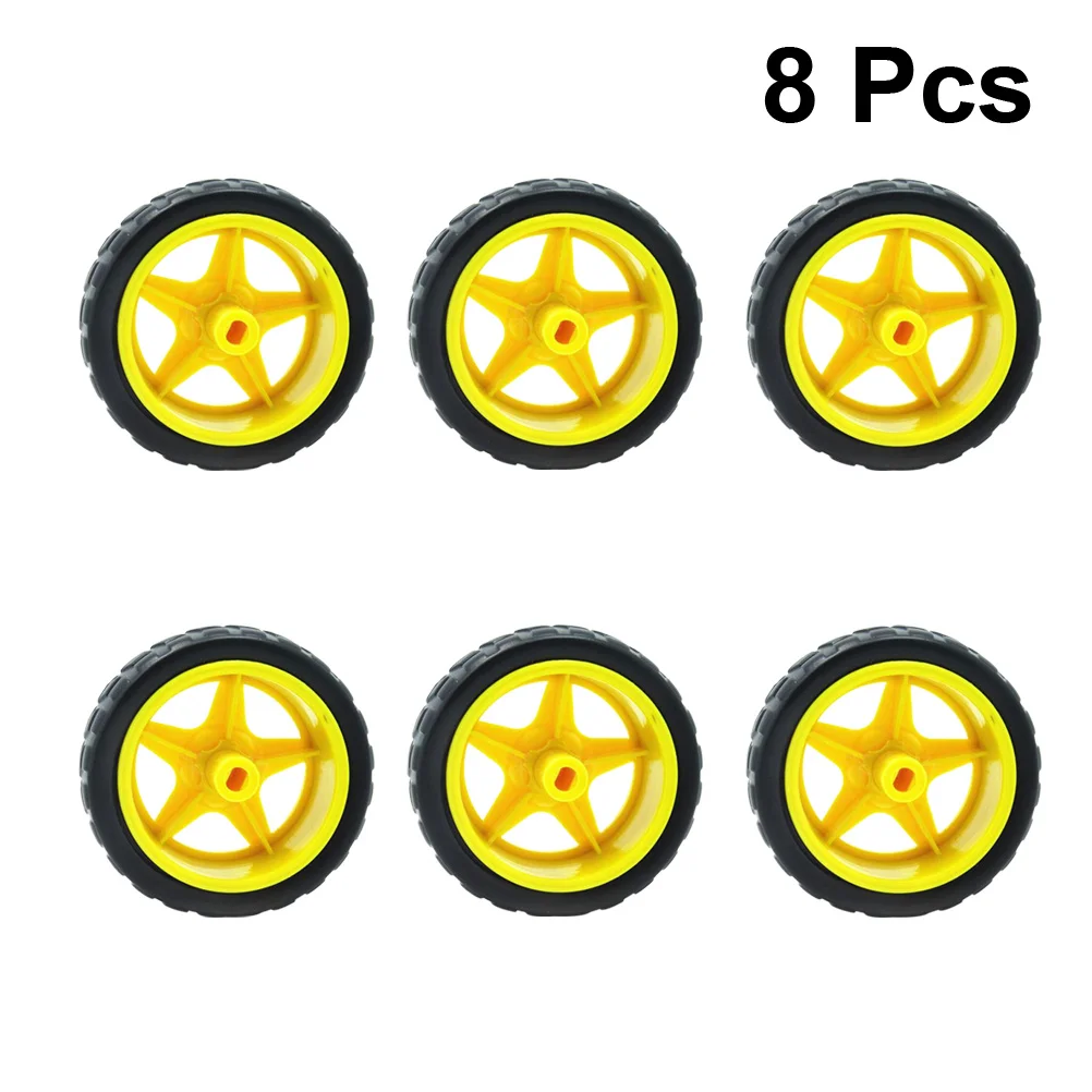 

8Pcs Rubber Wheel for Smart Robot Car Chassis Accessories 360 Degree Lockable Steering Gear Compatible with Reduction Box