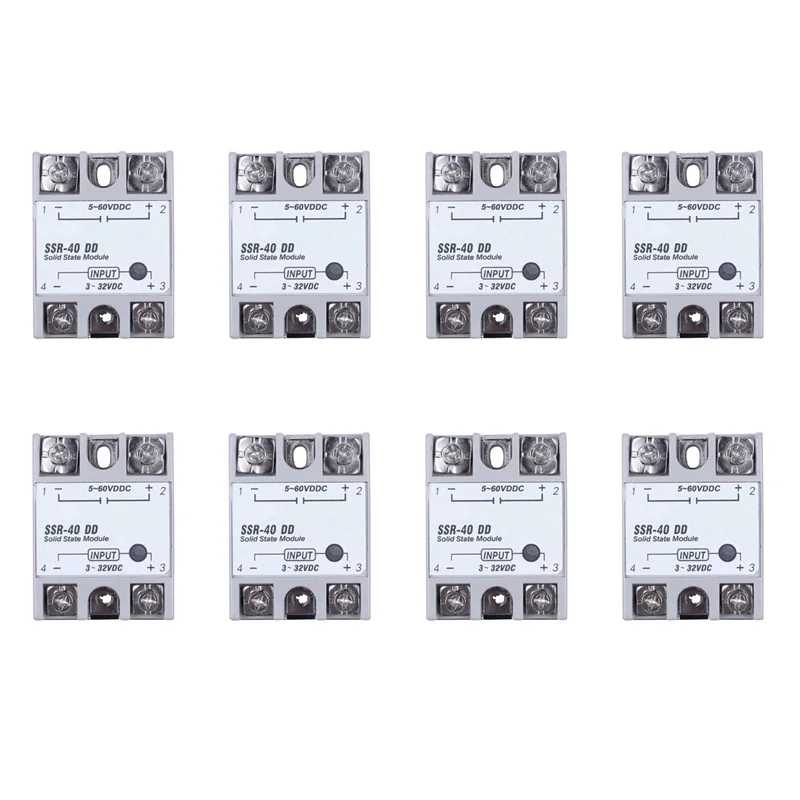 A64K 8X Single Phase Solid State Relay DC-DC SSR-40DD 40A DC3-32V DC5-60V White+Silver