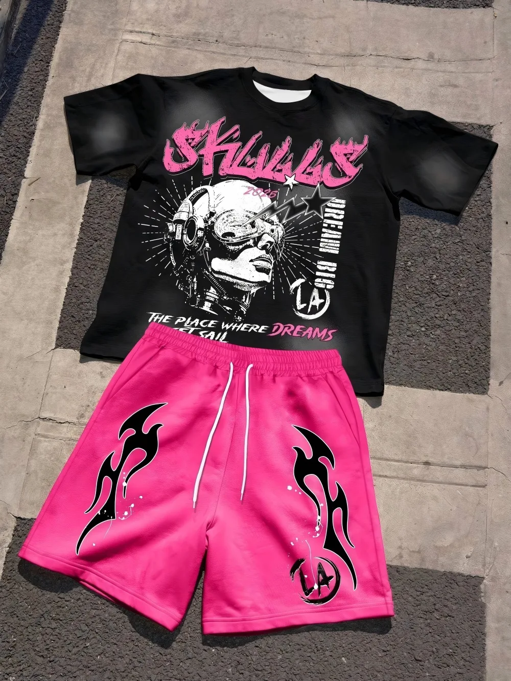 

2026 Summer New Men's Suit - Street Casual Fashion with Soft Comfortable Breathable and Lightweight 3D Letter Pattern Printing