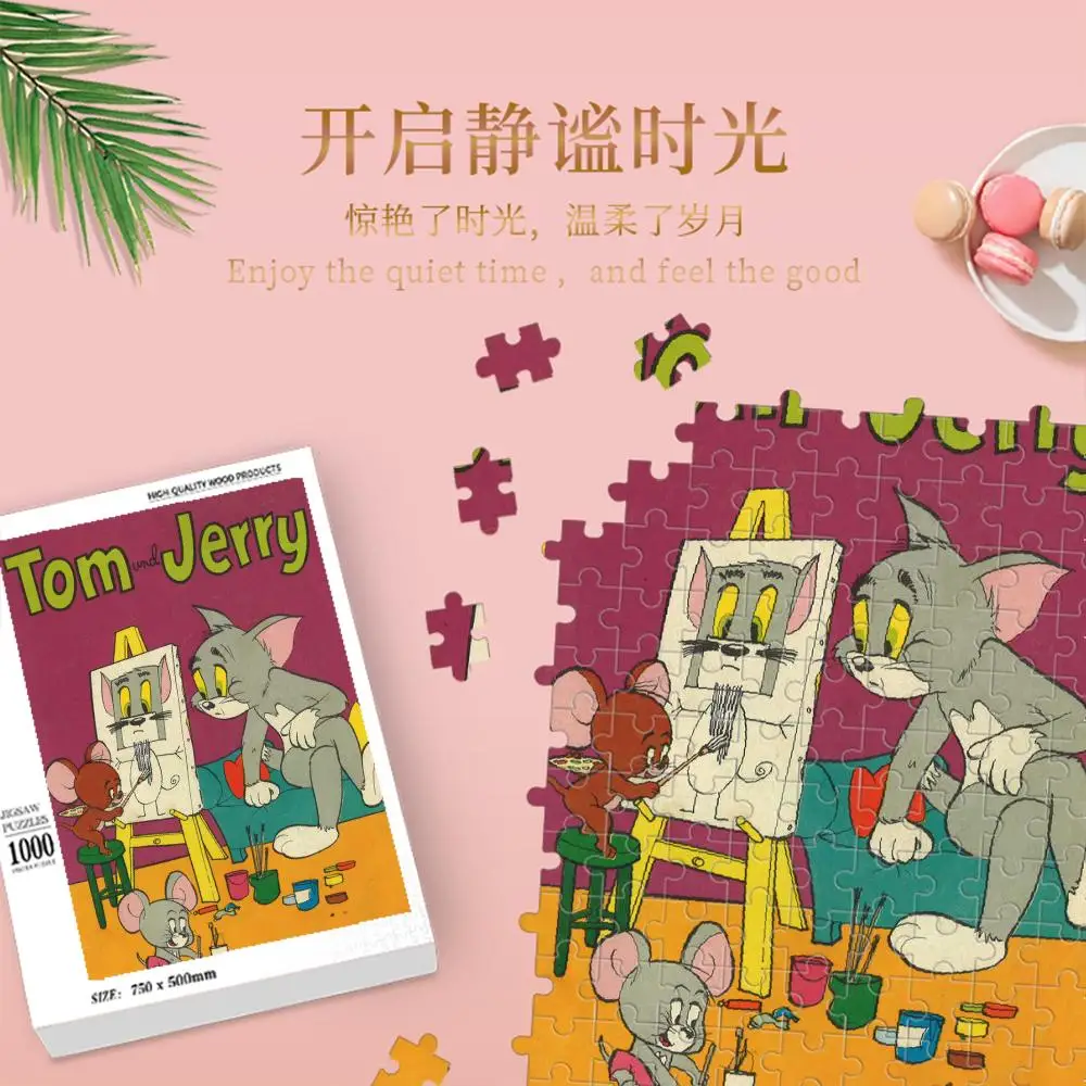 MINISO-rompecabezas de varios Tom y Jerry para niños y adultos, juguete educativo de 70/120/200/300/500/1000 piezas, regalo de recuerdo