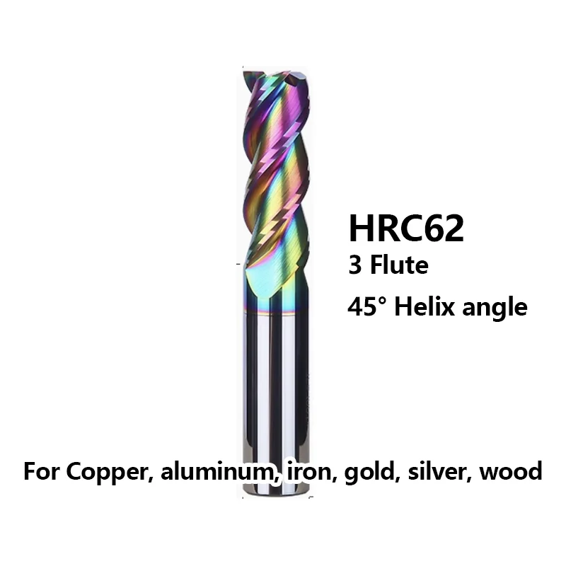 HRC70 HRC62 CNC Carbide Flat End Mill 3 4 Flute 123456789 Tungsten Cutter Metal Steel Machining Tool Key Face Square Router Bit