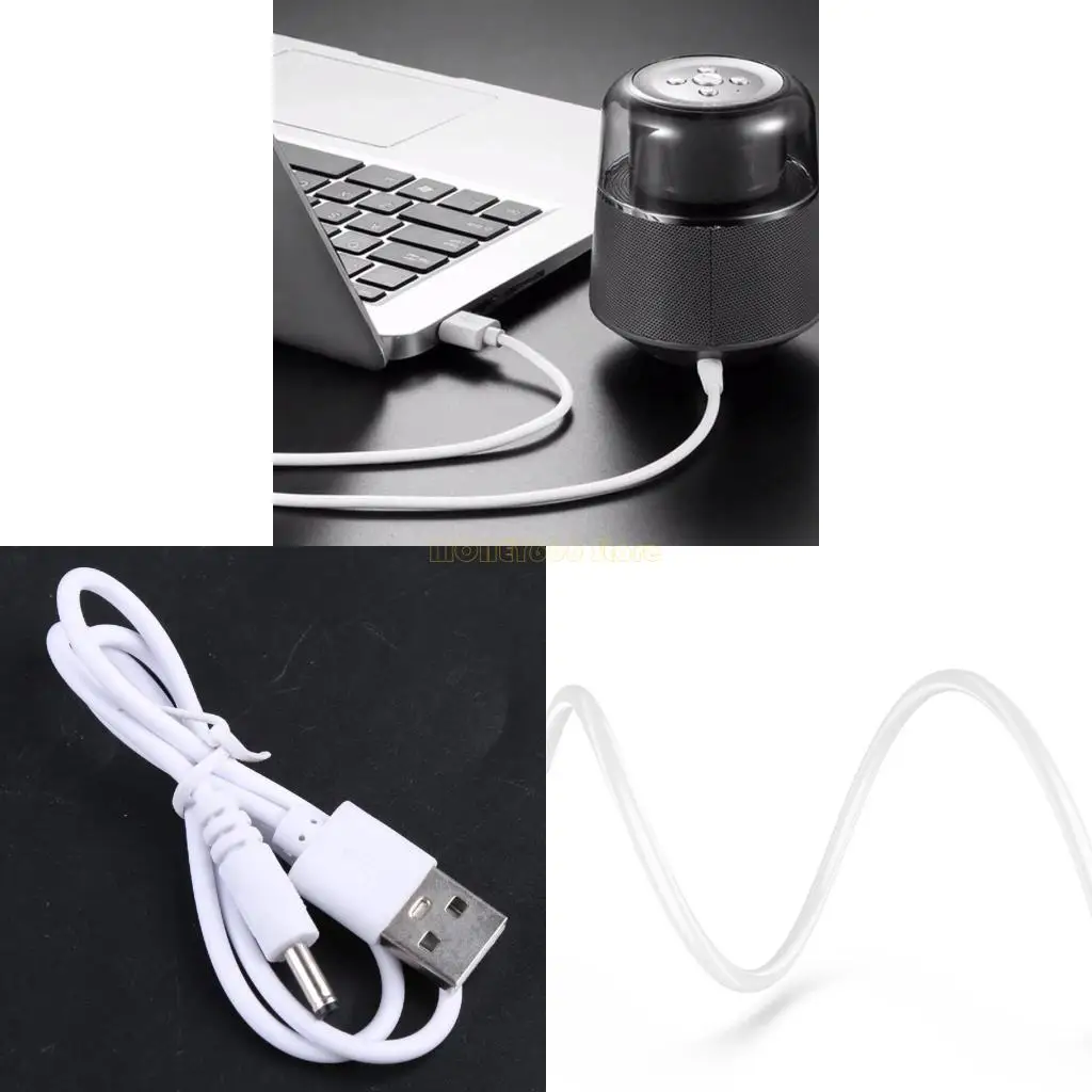 F62C USB DC3.5mm 1.35mm Charging Cable 80cm Abrasion Resistant PVC Power Cord