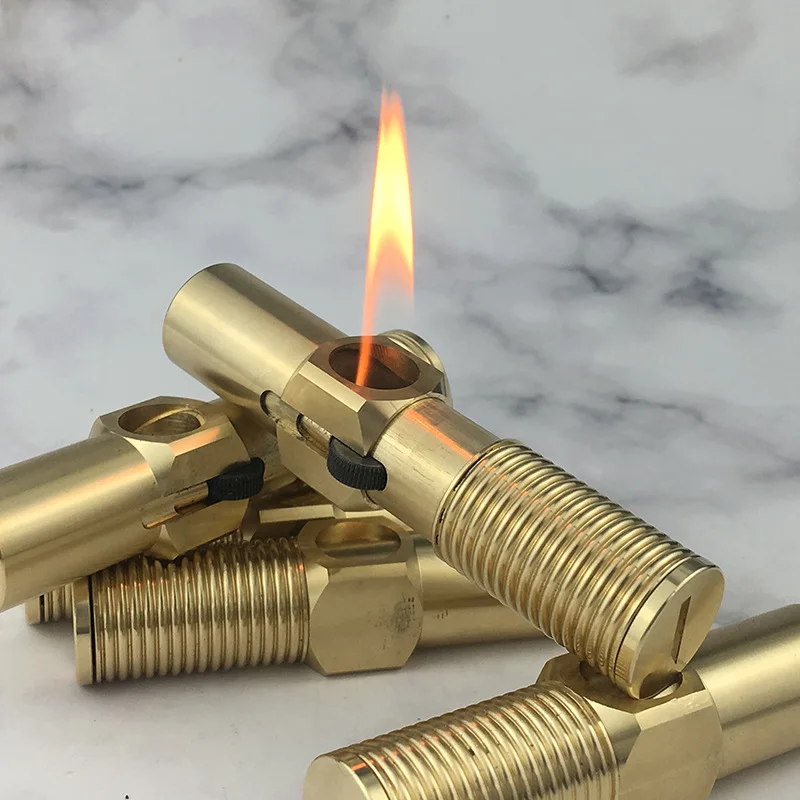 Special-shaped Kerosene Lighter Screw-shaped Original Copper Retro Grinding Wheel Pipe Lighter, Old-fashioned Individual Lighter