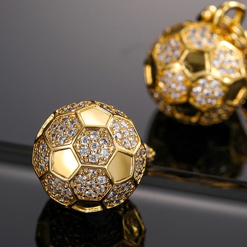 New Arrival Low MOQ Luxury Fashion Jewelry Gift Real Gold Plated Brass AAAAA CZ Diamond Iced Out Ball Drop Earrings