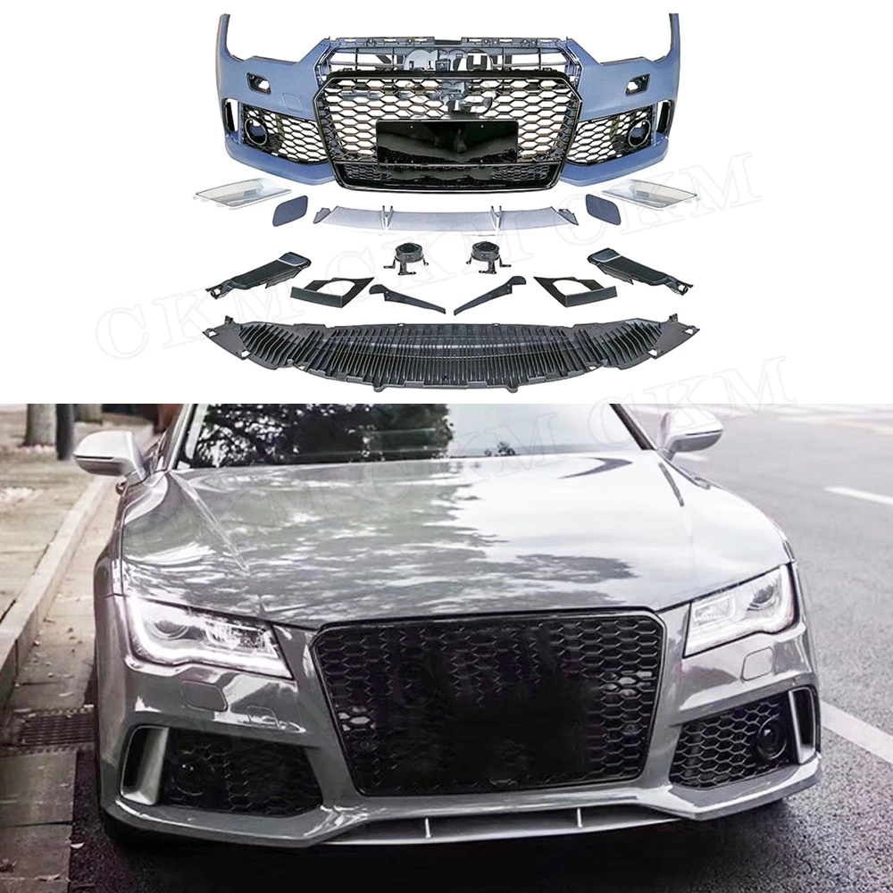 

CKMUUER for Audi A7 RS7 2015 2016 2017 2018 PP Body kits Auto Front Bumper Rear Diffuser Side Splitters Racing Grills