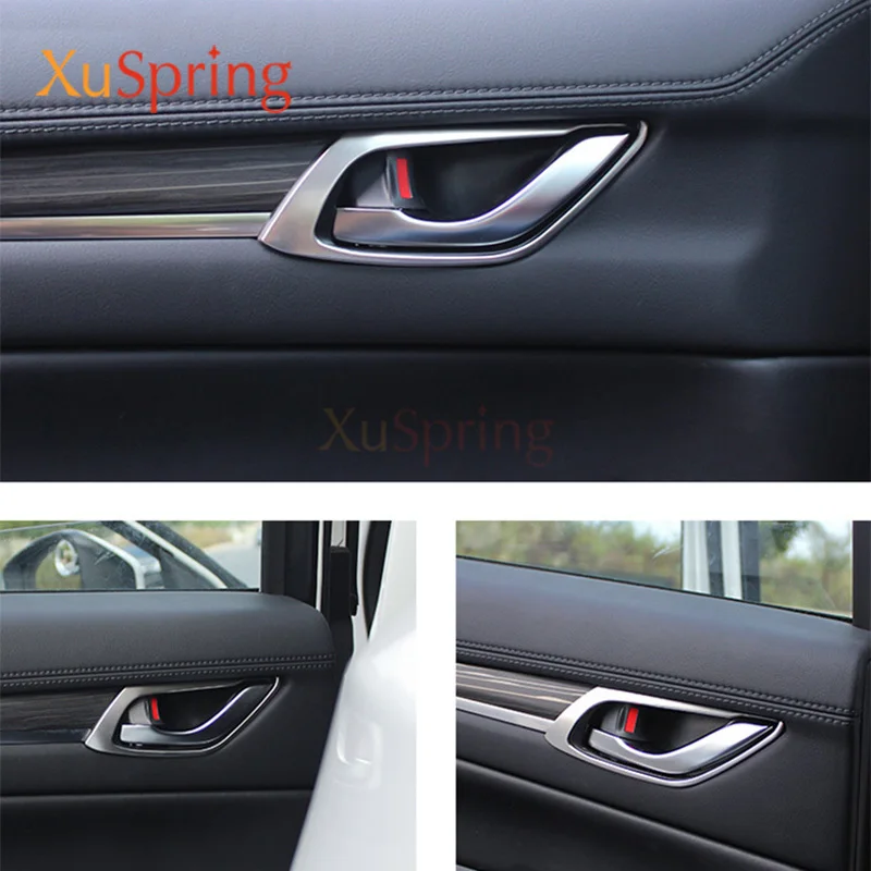 Car Inner Door Handle Handrail Frame Cover Trim Stickers Accessories For Mazda CX-5 CX5 2017-2019 2020 2021 2022 2023 2024 KF