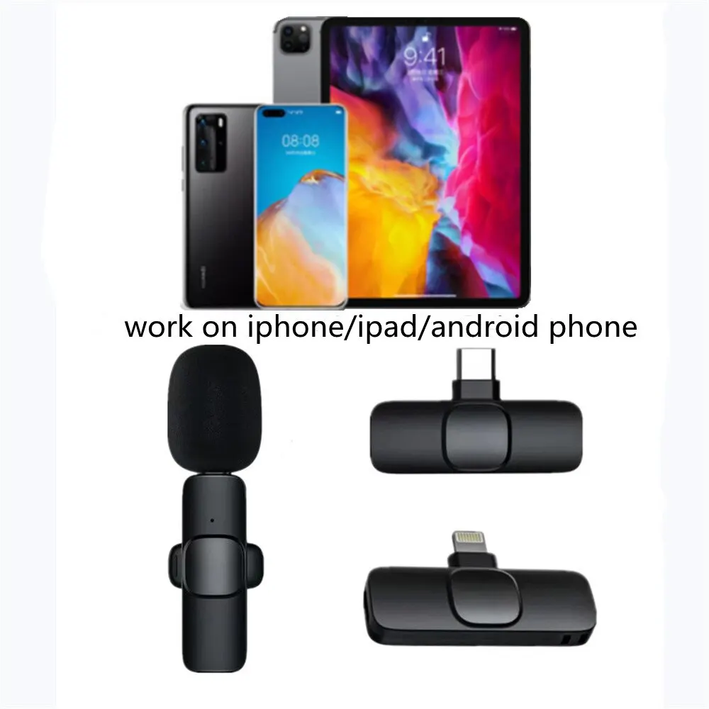 YLW Wireless Lavalier microfono portatile registrazione Audio Video Mini Mic per iPhone Android Live Broadcast Gaming Phone Mic
