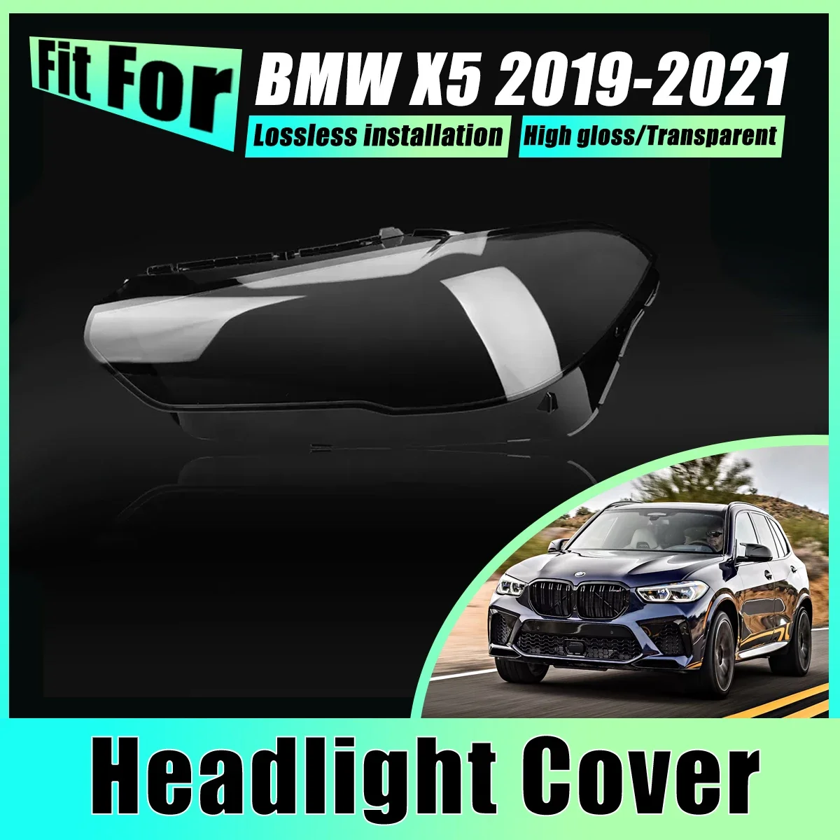 

LH RH Headlight Cover For BMW X5 2019-2021 G05 G06 Head Light Cap Transparent Front Lens Fog Lampshade Headlamp Car Accessories