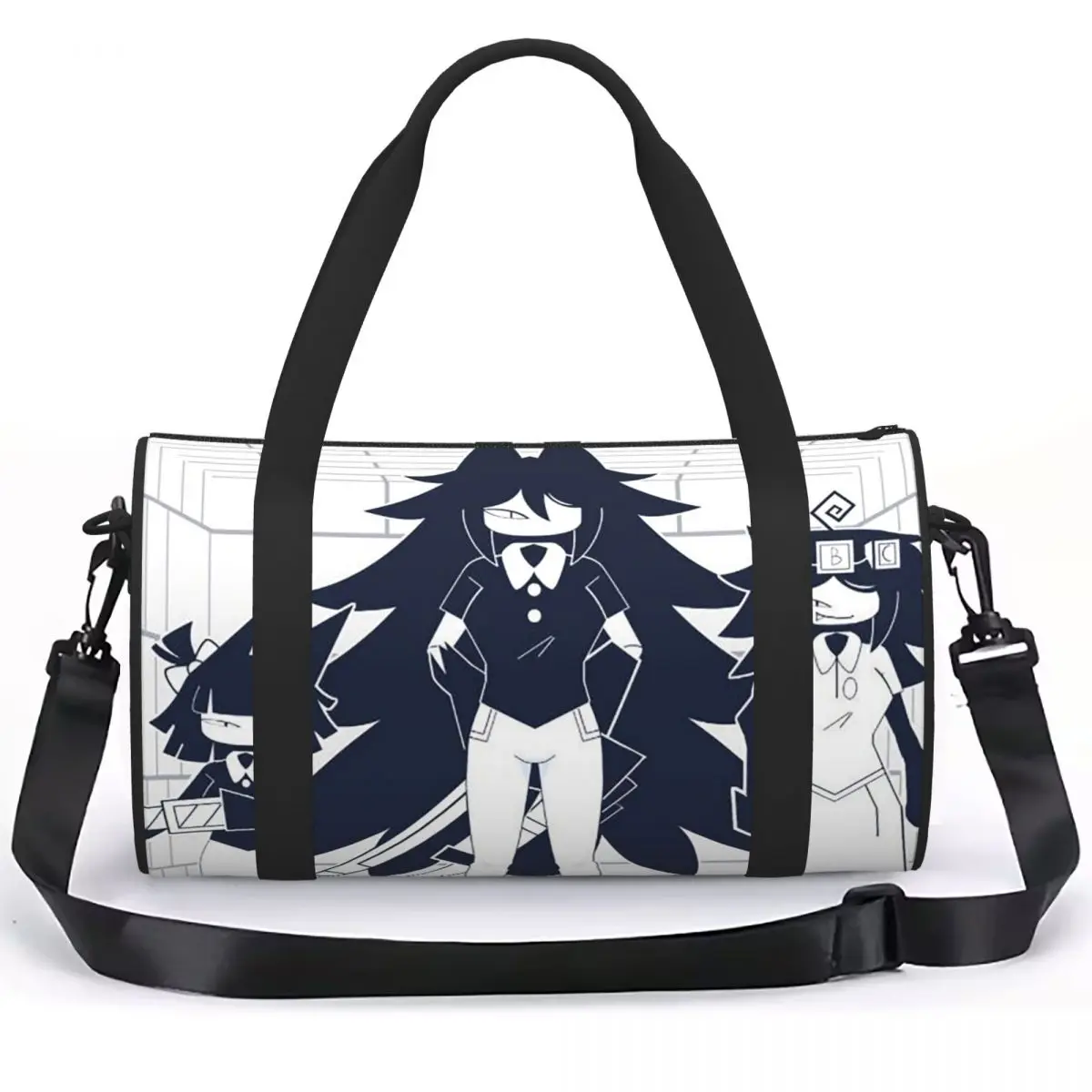 FPE Miss Circle Doodle Cartoon Game Luggage Bag Multi-Functional Duffle Tote Bag Handbags Gym Bags Fitness Bag for Boys Girls
