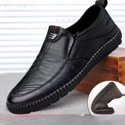 Summer Breathable Leather Shoes for Men Business Slip on Loafers Men Casual's Shoes Black Flats Men Work Office Driving Sneakers