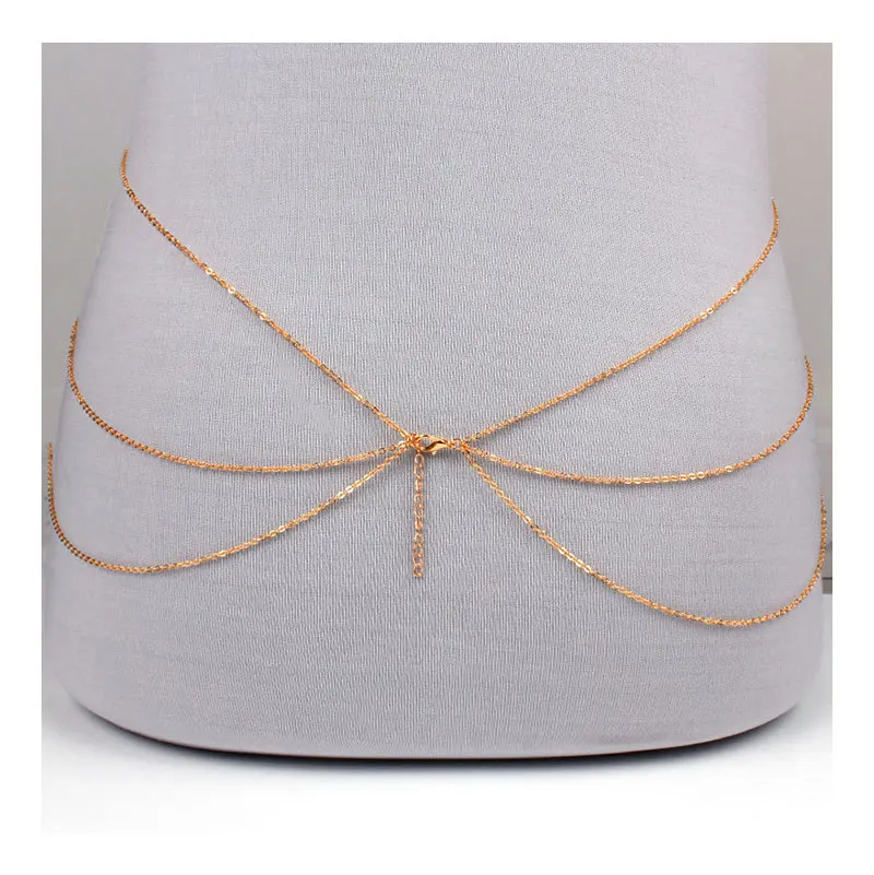 جديد أسلوب بسيط سلسلة قلادة البطن الجسم سلسلة موضة مثير النحاس الترتر مجوهرات للجسم للنساء حفلة الشاطئ #4