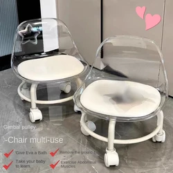 acrylic small stool mute with universal wheel children's toddler stool Internet celebritychair pulley beautiful seam floor stool