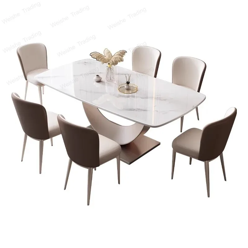 

Modern Dining Rooms Kitchen Table Rectangular Chairs Room Marble Reception Restaurant Bord Bwrdd Sedentary Luxury Furniture Home