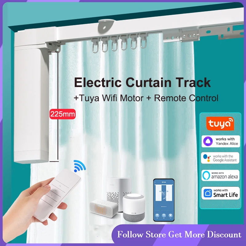 

Tuya wifi Curtain Motor Support Alice Google Alexa Customizable Electric Curtains Track Rod Curtain Cornice Rail For Smart Home
