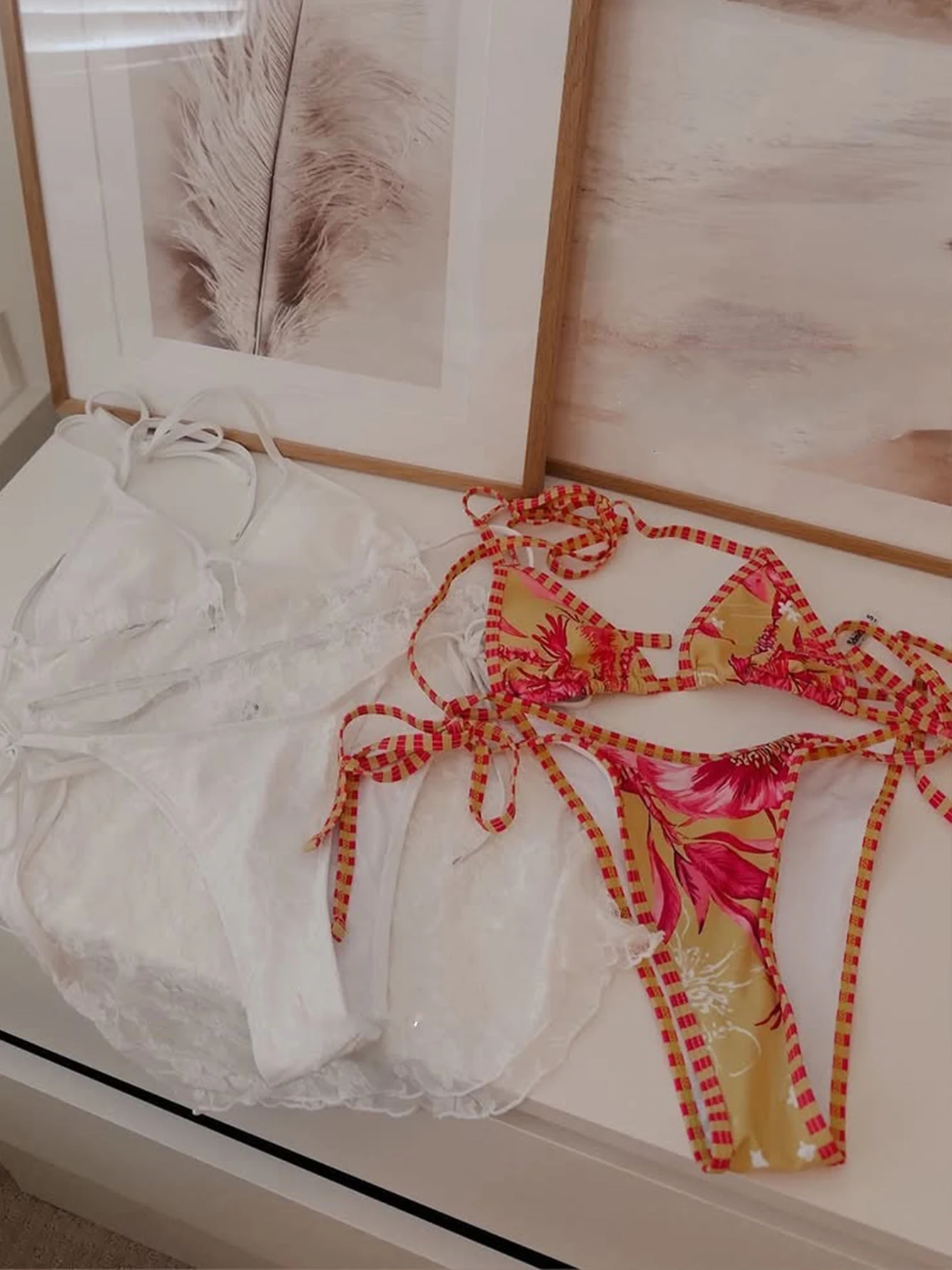 

2026 Сексуальный микро-бикини с принтом, женский купальник, бандо, пляжный костюм, боди, пляжная одежда