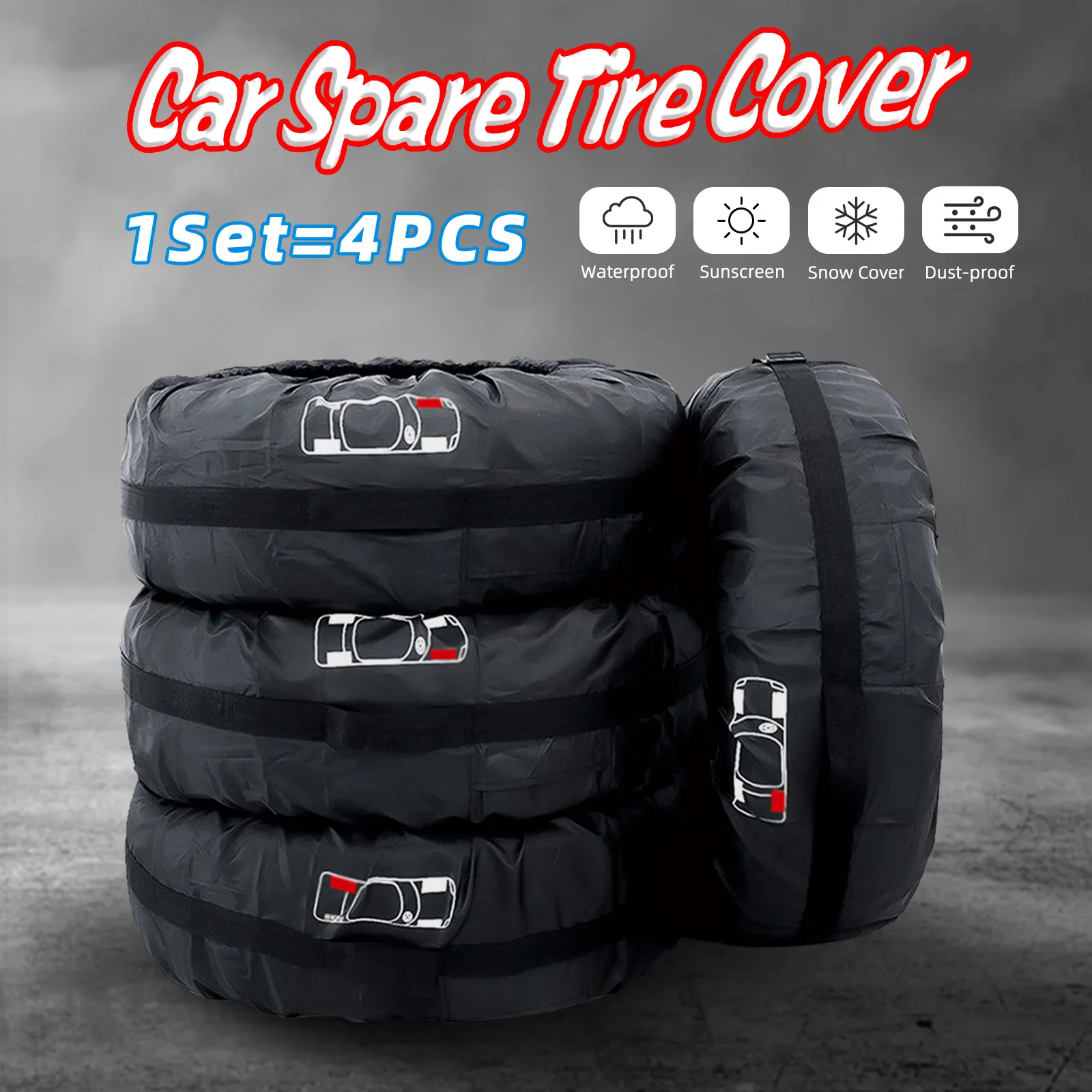 4Pcs/Lot Car Spare Tire Cover Auto Wheel Tire Storage Bags Dustproof Protective Cover Car Styling Vehicle Tyre Accessories