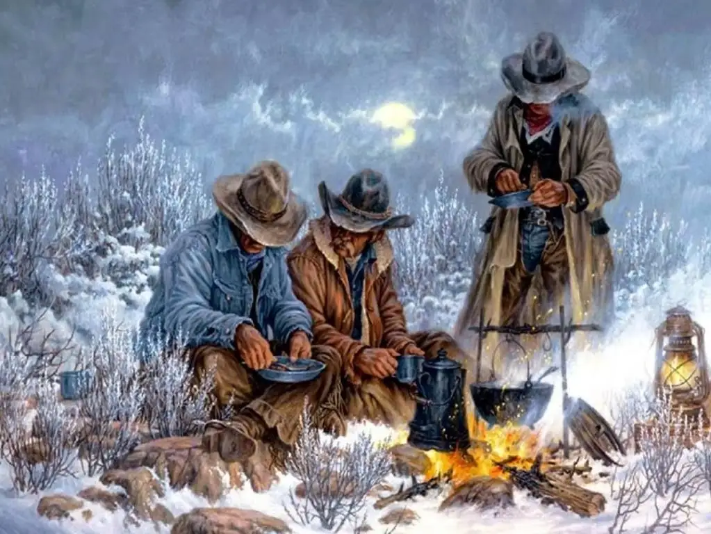 

JMINE Div 5D Snow Fire Tree Man Western Cowboy Полная алмазная живопись наборы крестиков художественные снежные накидки 3D краска по бриллиантами