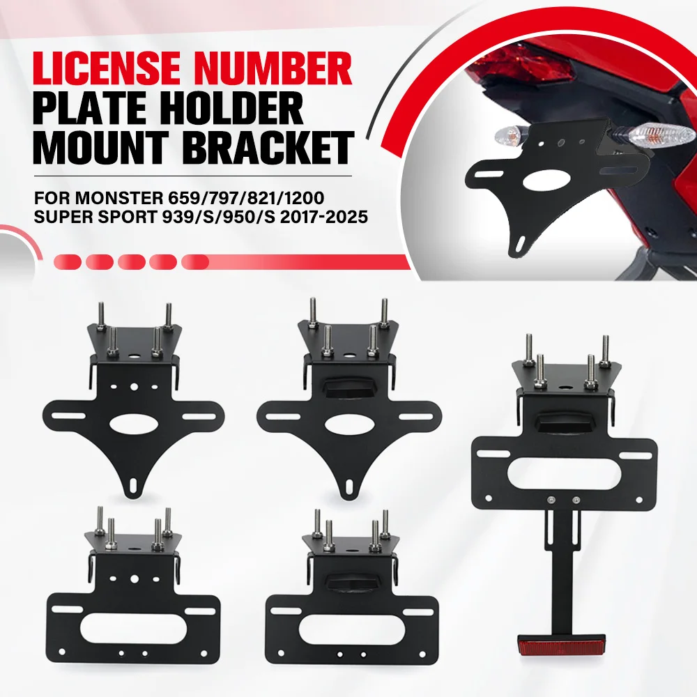 

For Ducati Monster 659/797/821/1200 Super Sport 939/S/950/S 2017-2025 Motorcycle License Plate Holder Bracket Eliminator Kit LED