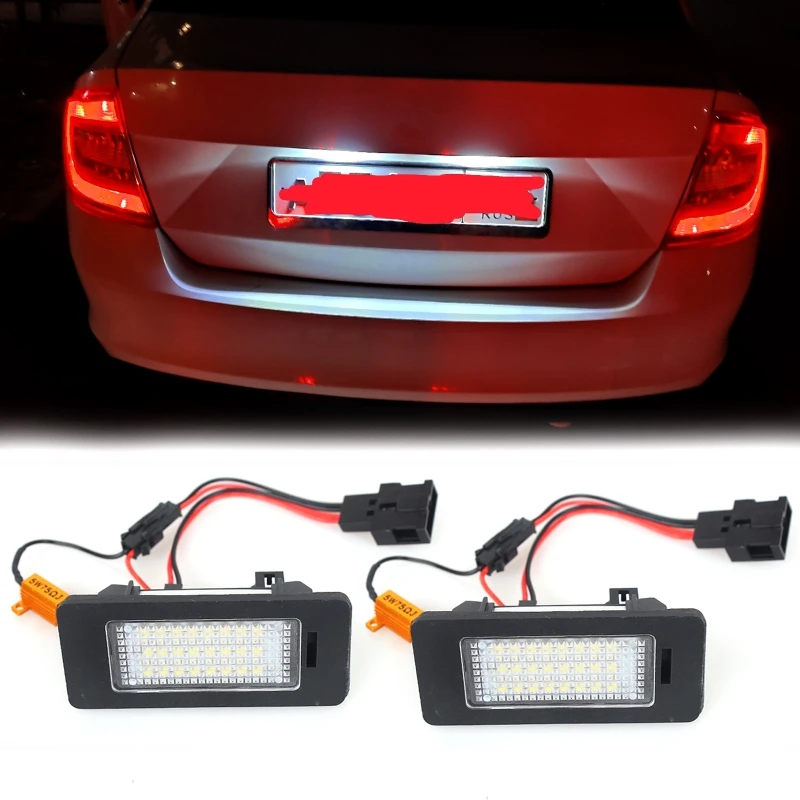 2Pcs Car LED License Plate Light with/without Decoder For SKODA Octavia 3 /For Superb B6 /For Rapid /For Yeti /For Fabia 24-SMD