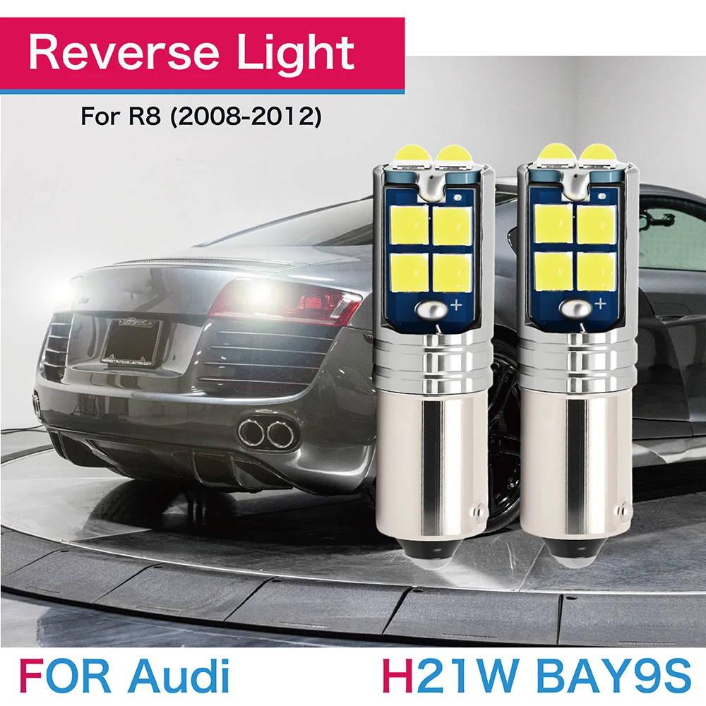 2Pcs/Set SUNKIA Bulb 64136 Canbus Backup Lamp H21W BAY9S 2Pcs/Set LED Reverse Light Blub For Audi R8 2008 2009 2010 2011 2012