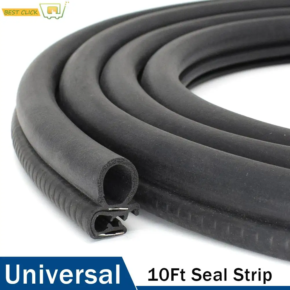 10Ft Car Rubber Seal Strip Door Trim Weatherstrip EPDM Sealing with Side PVC Bulb Dustproof Noise Insulation Auto Accessories