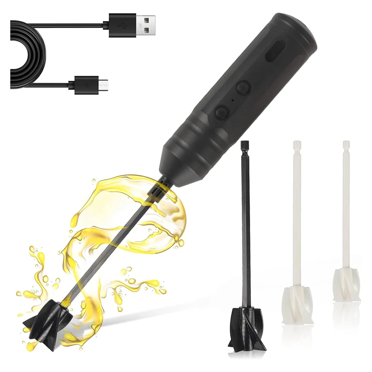 Elétrica sem fio epóxi resina Mixer Kit, recarregável Handheld, 4 pás para artesanato DIY