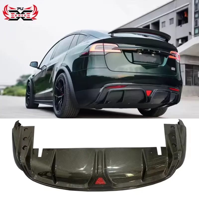 

For Tesla Model X Plaid 2021-2023 C Style Rear Diffuser Rear Bumper Carbon Fiber Car Body Kit