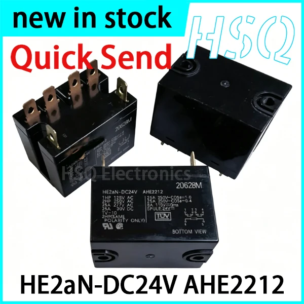 1PCS HE2aN-DC24V AHE2212 Relay, 6-pin 25A, Double Normally Open