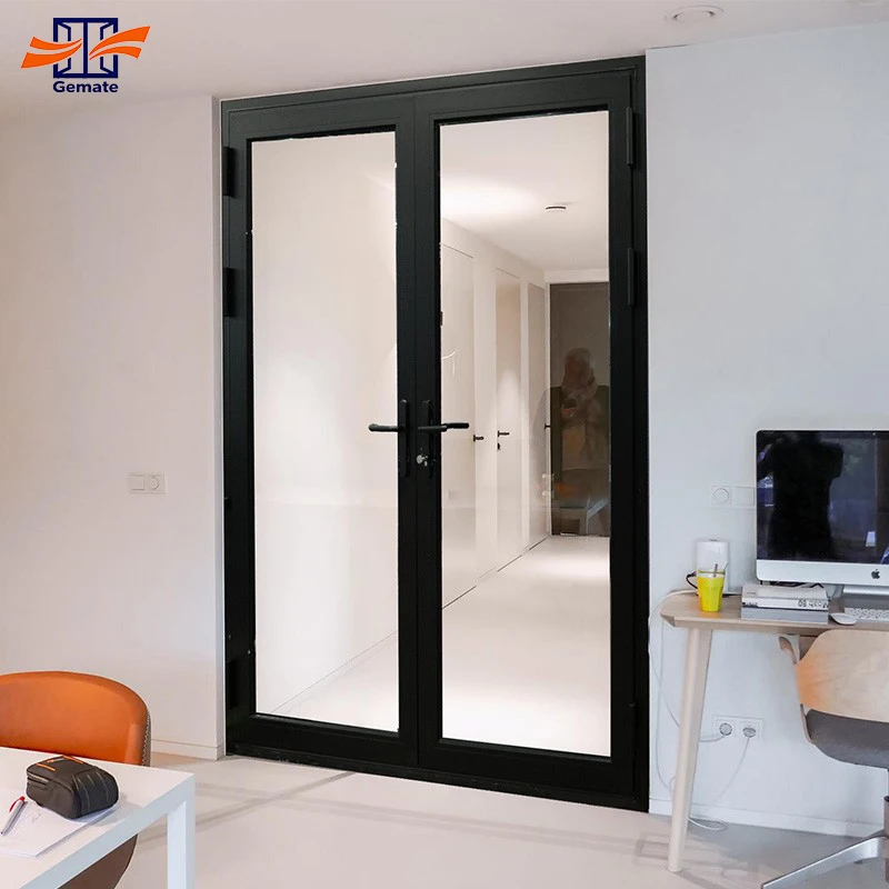 Custom-made Aluminum Alloy Tempered Glass Doors in a Light Luxury Style; Soundproof Glass Partitions for Living Rooms and Shops.