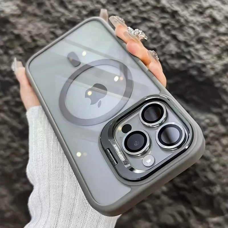 Luxuriöse, stoßfeste Handyhülle mit Magnetfunktion für iPhone 18 17 16 15 14 Plus 13 12 Pro Max mit Magsafe-Objektivschutz und Glasabdeckung
