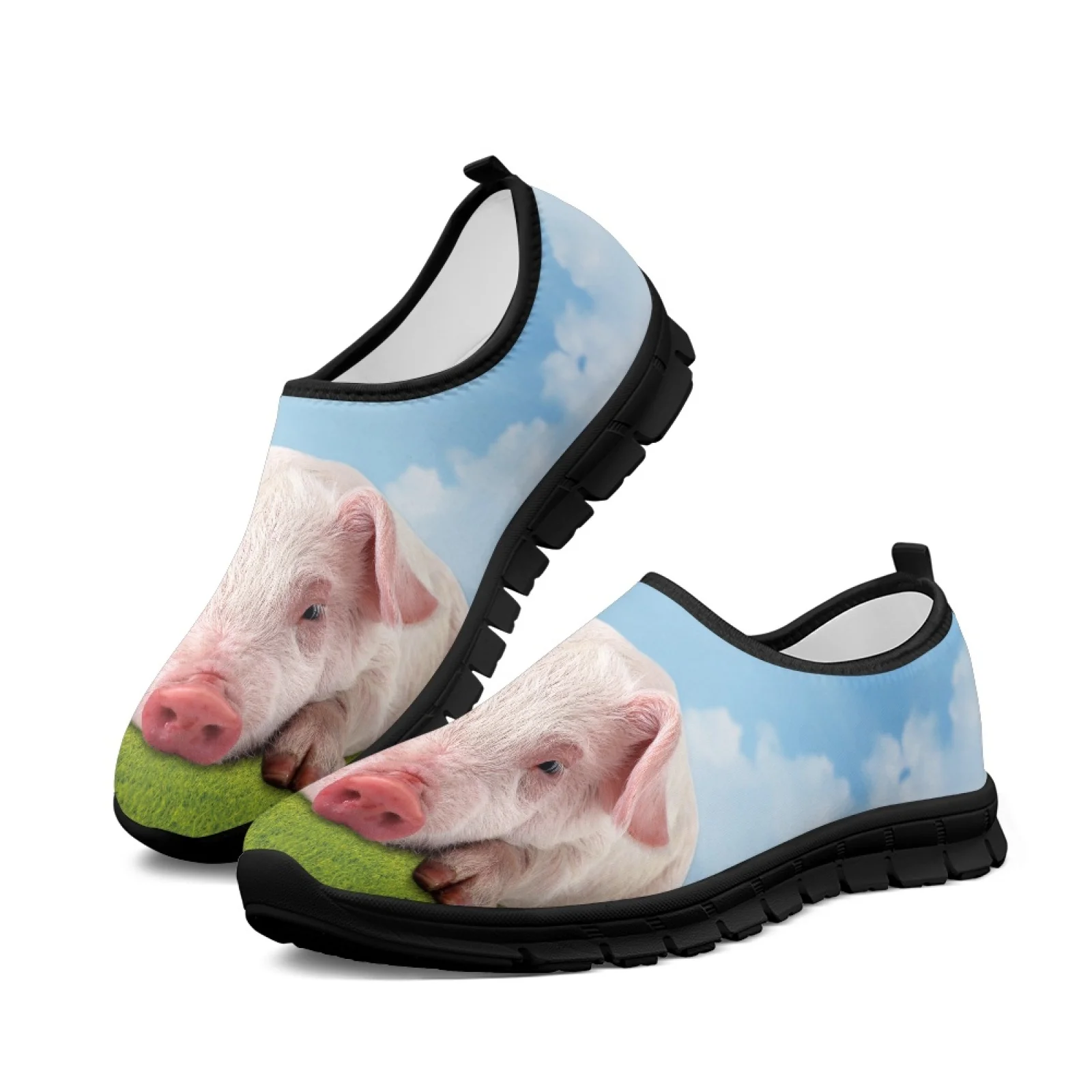

Cute Pig 3D Print Mesh Trainers Women Loafers Ladies Sneakers Slip On Flats Plus Size slip-ons Beach Sport Low-cut Casual Shoes