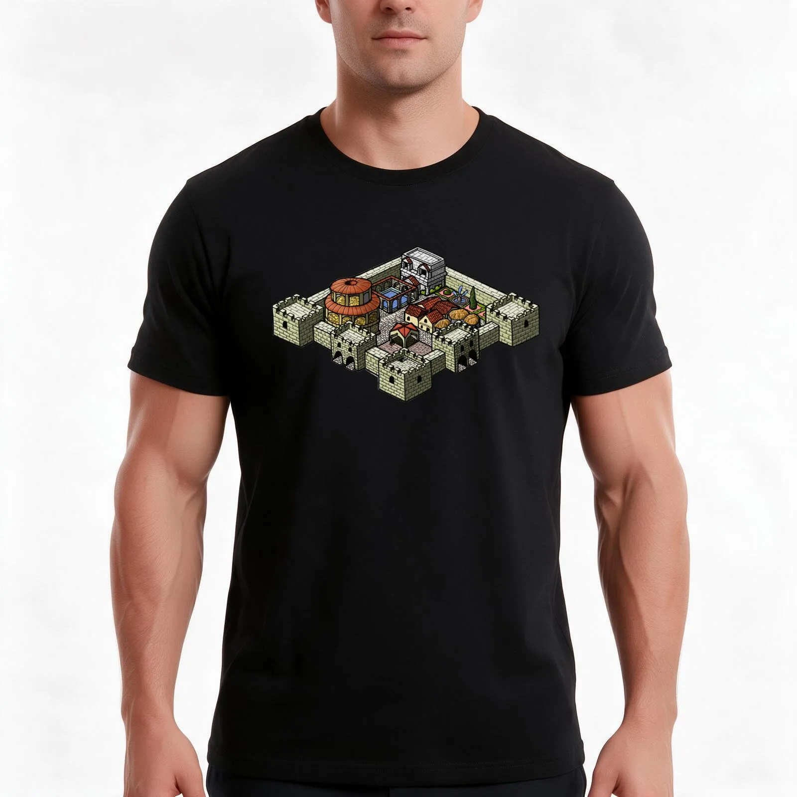 Caesar City Block T-Shirt, Summer Casual Cotton Tee, Oversized Streetwear Tops, Vintage Graphic Print, Loose Fit Short Sleeve