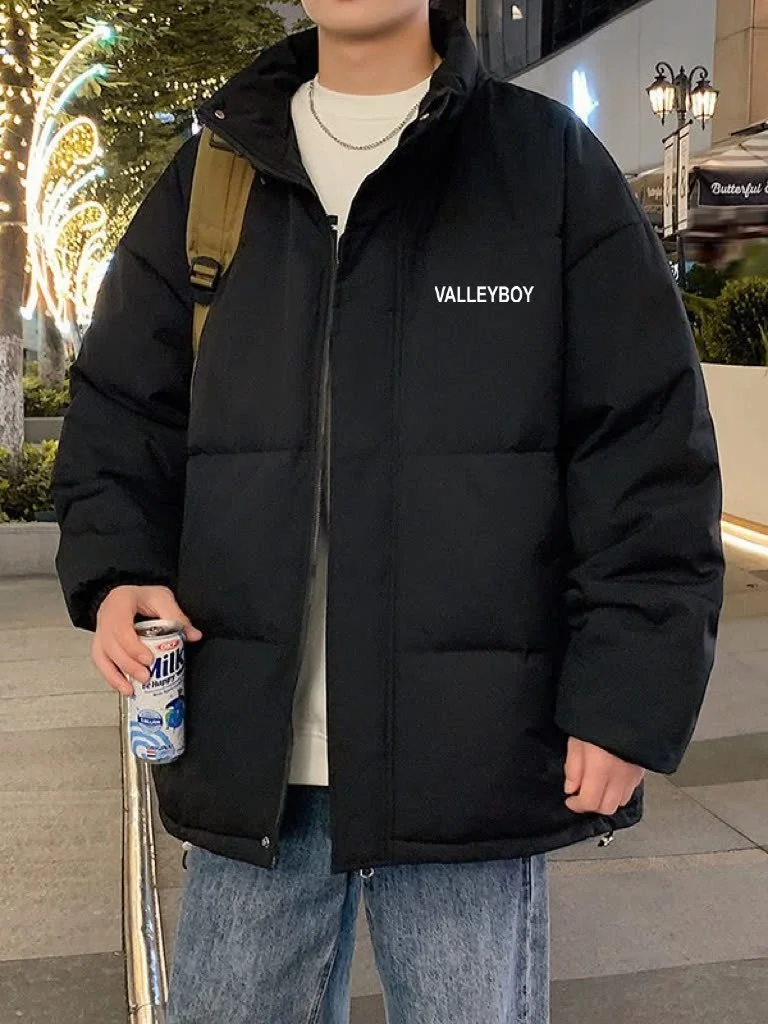 

American Sle Loose Fit Thiened Cotton Jaet for Men Winter Youth Faion Warm Bread Sle Coat Casual Long Sve Coat