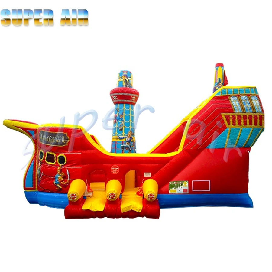 Bonito Barco Pirata inflable rojo con soplador de aire para parque infantil, gran oferta